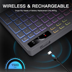 Soueto Wireless Keyboard with RGB Backlit, Phone Holder for Mac/PC, Black