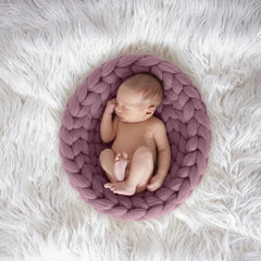 MOMISY Newborn Baby Photography Wrap, Wool Braided Rope Basket Filler, Baby Photo Props, Soft Blanket (Watermelon)