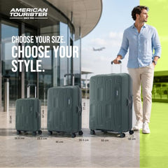 American Tourister 3PC PP Ivy 2.0-8 Wheel, Set (Small + Medium + Large) Hard Suitcase for Travel/Trolley Bag with Combination Lock & Smooth Sliding Double Wheel - Forest Green, 55 Cm, 68 Cm, 79 Cm