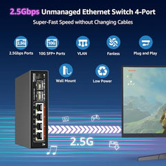 YuanLey 18 Port 2.5G PoE Switch Unmanaged, 16 x 2.5G Base-T PoE Ports, 2 x 10G RJ45 UpLink, IEEE802.3af/at, 250W, Compatible with 100/1000/2500Mbps, Metal Case, 2.5Gbe Network Switch