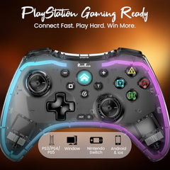 PunnkFunnk Gaming Controller Lite Wireless Bluetooth Gamepad for Android, iOS, PC & Smart TV with Turbo Function, Ergonomic Grip, Rechargeable Battery (X1 Pro Wired)