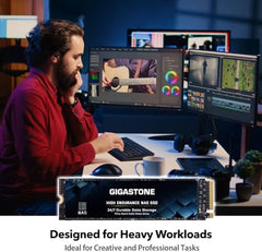 Gigastone 【NAS Certified】 High Endurance M.2 SSD 2TB (2-Pack) for Data Cache and Fast Boot, NVMe PCIe Gen3 Up to 2600MB/s, TLC Flash with SLC Caching, 24/7 Reliable for Gaming/PC/NAS, 5-Year Warranty