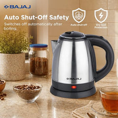 Bajaj KTX 1.8 Litre DLX Electric Kettle | 1350 Watts Kettle with Stainless Steel Body | Cordless Operation | Auto Shut-off Mechanism | 2-Yr Warranty 【Black】