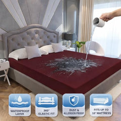 La Verne 100% Waterproof Premium Cotton Feel Mattress Protector Queen Size 78 x 60 Inches | Breathable and Hypoallergenic Ultra Soft Fitted Bed Protector Cover