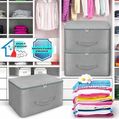 Storite 2 Pack Nylon Wardrobe Bag Underbed Cloth Storage Organizer | Moisture Proof Storage Bag, Storage box for Clothes Saree Bags, Zippered Closure & Handle - Magenta,37x34x23 cm