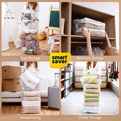 Smart Saver Plastic 6 Pack Vacuum Bags for Travel, Space Saver Bags Storage Bags for Vaccine Sealed Compression Packing Bag with Hand Pump, White