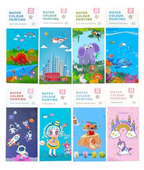 GLUN® Pack of 12 Children's Cartoon Water Magic Painting Book with Water-Based Marker, Different Magical Scenes