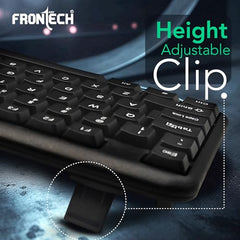 FRONTECH Wired Keyboard and Mouse Combo | Membrane Keys with Retractable Stands | USB Plug & Play | Ergonomic & Comfortable Design | 1 Year Warranty (1692, Black)