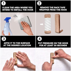 IndianShelf 6 Decorative Wood Adhesive Wall Hooks No Drill - Fork Art | Handmade, Renter Friendly, Waterproof, Reusable, Peel and Sticky Hooks for Keys, Towel, Bags, Light Coat, Jewelry, 10Lb Load