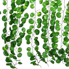 Go Hooked Artificial Hanging Creeper for Home Décor (Pack of 8, 6 Ft) | Money Plant Leaf Garland with 30 Leaves Each | Plastic Decorative Creeper for Balcony, Walls, Garden Decoration