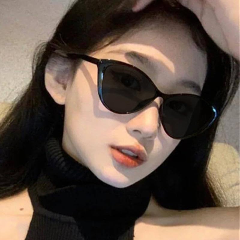 SYGA Style Cat-Eye Ultra-Light Sunglasses Anti-UV Big Face Myopia Sunglasses (Black)