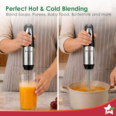 Wonderchef Inox Stainless-steel Hand Blender for Kitchen, 300W Motor, Blend Soups, Vegetables, Baby Food, Buttermilk, Single Push Operation, Sharp Stainless-steel Detachable Blades, 2-Yr Warranty