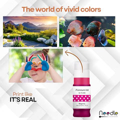 Needle GI 71 Compatible Refill Ink | Made in India | (CMYK 4x1 KG with EazyFill Cap) for Canon Pixma G1020 G2020 G3020 G2060 G3060 G1737 G2770 G3770 G4770 G1730 G2730 G3730 Printers