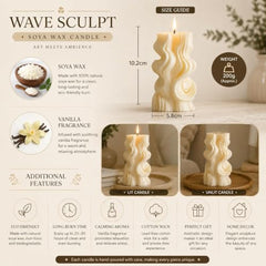 Decorative Fragrance Candle with Raised 3D Ivory Swirl Pillar Artwork | Long Burning Scented Candle for Home Décor, Living Room, Bedroom, Meditation Space, Table Decoration & Gift