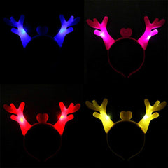 SYGA LED Flashing Light Up Antler Pattern Crowns Headband Hair Band Headdress for Party Decoration Party Caps (Red)