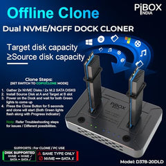 PiBOX India NVME M2 Enclosure Fan, SSD Enclosure - USB 3.2 10Gbps, Tool-Free M.2 NVMe Case, PCI-E NVMe Reader, USB-C, Supports M & B&M Keys, 2230/2242