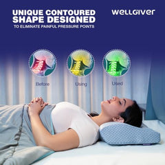 WELLGIVER Cervical Butterfly Pillow | Orthopedic Memory Foam for Neck & Shoulder Pain | Ergonomic Contour Design | Dual Height Support | Side Sleeper Pillow with Arm Rest - Pack of 1