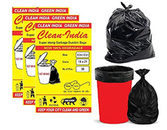 Clean India - Plastic Garbage Bags|6 Packs Of 30 Pcs | 19X21 Medium Disposable Garbage Trash Waste Dustbin Bags Of 54Cm X 48Cm (Ci19210008) - 180 Count