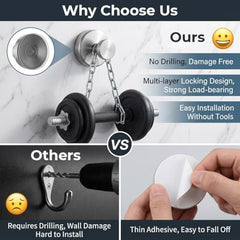 HASTHIP® 8 Pack Stainless Steel Adhesive Wall Hanger Self Adhesive Hooks | Waterproof Heavy Duty Sticky Wall Hooks for Hanging Bathroom Kitchen Robe Coat Towel Kitchen Utensils, Narrow Hook
