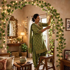 Go Hooked Artificial Hanging Creeper for Home Décor (Pack of 8, 6 Ft) | Money Plant Leaf Garland with 30 Leaves Each | Plastic Decorative Creeper for Balcony, Walls, Garden Decoration