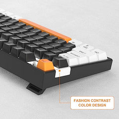 MageGee 75% Mechanical Gaming Keyboard with Brown Switch, LED White Backlit Keyboard, 87 Keys Compact TKL Wired Computer Keyboard for Windows Laptop PC Gamer - Retro Grey/White