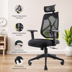 ASTRIDE Ergofit ISI Certified Ergonomic Office Chair for Work | 2D Headrest, Adjustable Arms & Lumbar Support | Single Lock Mechanism DIY [Grey-White]