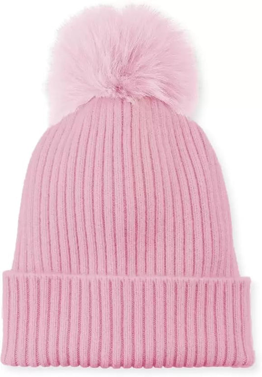 SYGA Unisex Wooln Warm Winte Cap Pompom Beanie Hat for 1-3 Year Baby Cap - Pink