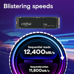 Crucial T700 2TB Gen5 NVMe M.2 SSD - Up to 12,400 MB/s - DirectStorage Enabled - CT2000T700SSD3 - Gaming, Photography, Video Editing & Design - Internal Solid State Drive