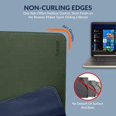 Tukzer Extended Vegan PU Leather Mouse Pad Desk mat Smooth Reversible Dual Color Splash Proof Anti Fray Stitched Edges Non-Slip Mousepad for Laptop Notebook Gaming Computer(Blue & Yellow 90CM X 45CM)
