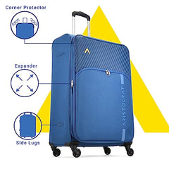 Aristocrat Duralite Set of 3 Soft Case (S+M+L) Trolley Bags, Red | 8-Wheels, Spacious, Zipper Expander, Front Pocket, Polyester Case, Combination Lock, Travel Luggage, 3-Year Global Warranty