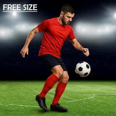 MOMISY Soccer Football Athletic Sports knee High Cotton Blend Socks for Men & Women | Odour Free, Superior Grip-Pack of 1 (Stripe Red)