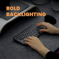 Perixx PERIBOARD-732B Wireless Backlit Mini Keyboard - X Type Scissor Keys - White Backlit - US English,Black,11950
