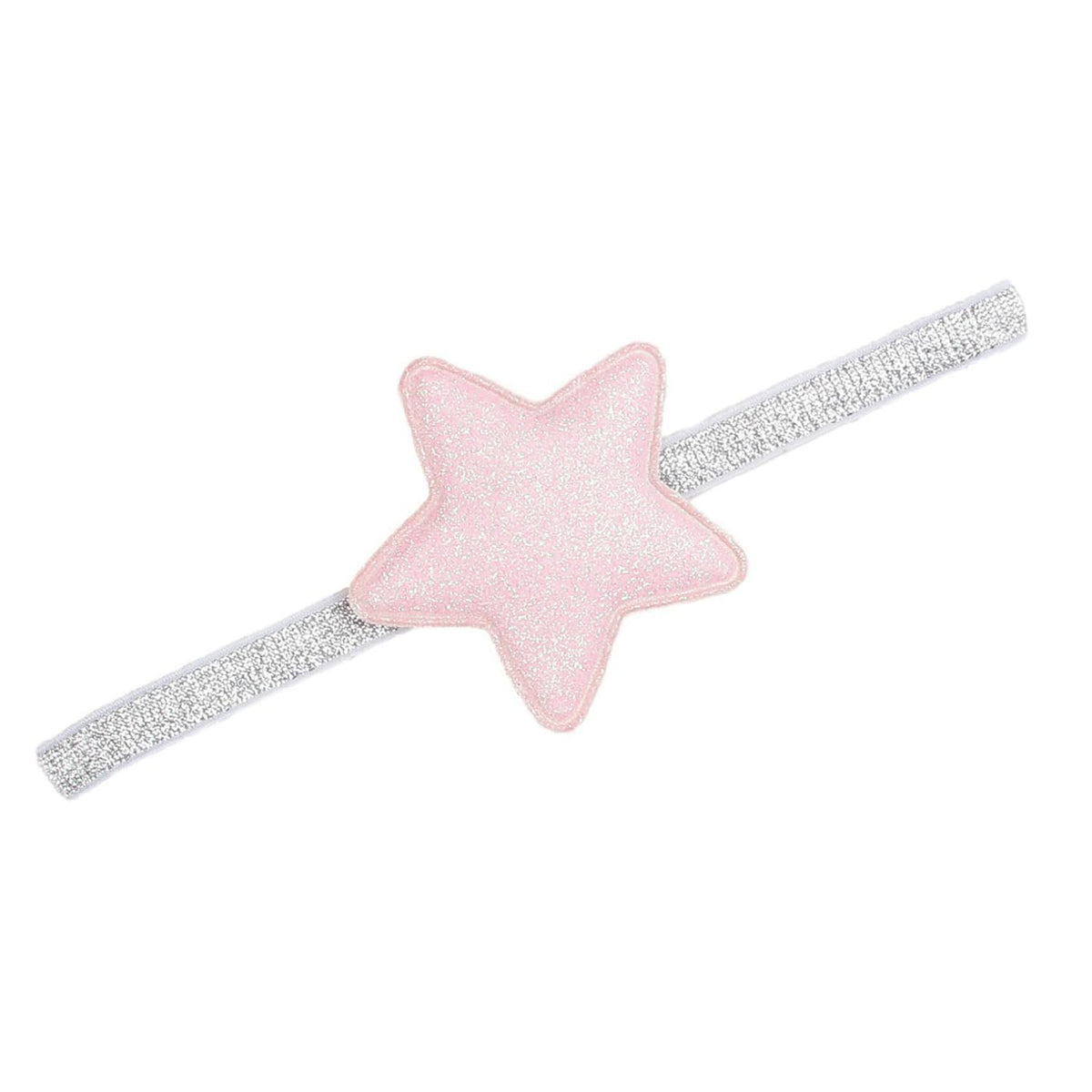 SYGA Baby Girl's Glittery Star Headband Soft & Stretchable Fabric Hairband for Infants, Toddlers Little Princesses (0-3 Years Light Pink)