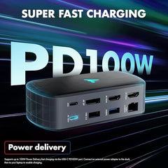 Type C 14 in 1 Wozoyo Docking Station, PD 100W, 2X4K@60Hz HDMI,4K DisplayPort, 2XType-C 10Gbps, USB 10Gbps, Gigabit Ethernet, AUX Port,Universally Compatible Thunderbolt 4,macOS,Windows,Android & iOS