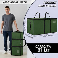 Storite Jumbo Super-Size 81 L Canvas Moisture Proof Heavy Duty Storage Bag | for Toys/Stationery/Blankets/Clothes/Moving Bags MultiPurpose With Strong Reinforced Handles Rectangular Cream (87x26x36 cm)