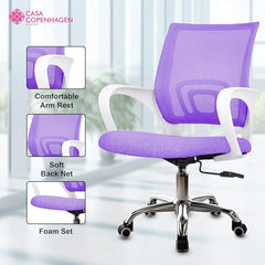 Casa Copenhagen Mesh Mid Back Office/Study/Computer/Revolving/Desk Chair for Work from Home -Metal Base, Height Adjustable Seat - Grey Milange & Black Handle