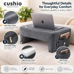 CUSHIO Lap Desk Pillow for Working on Laptop, Reading & Gaming (Grey)