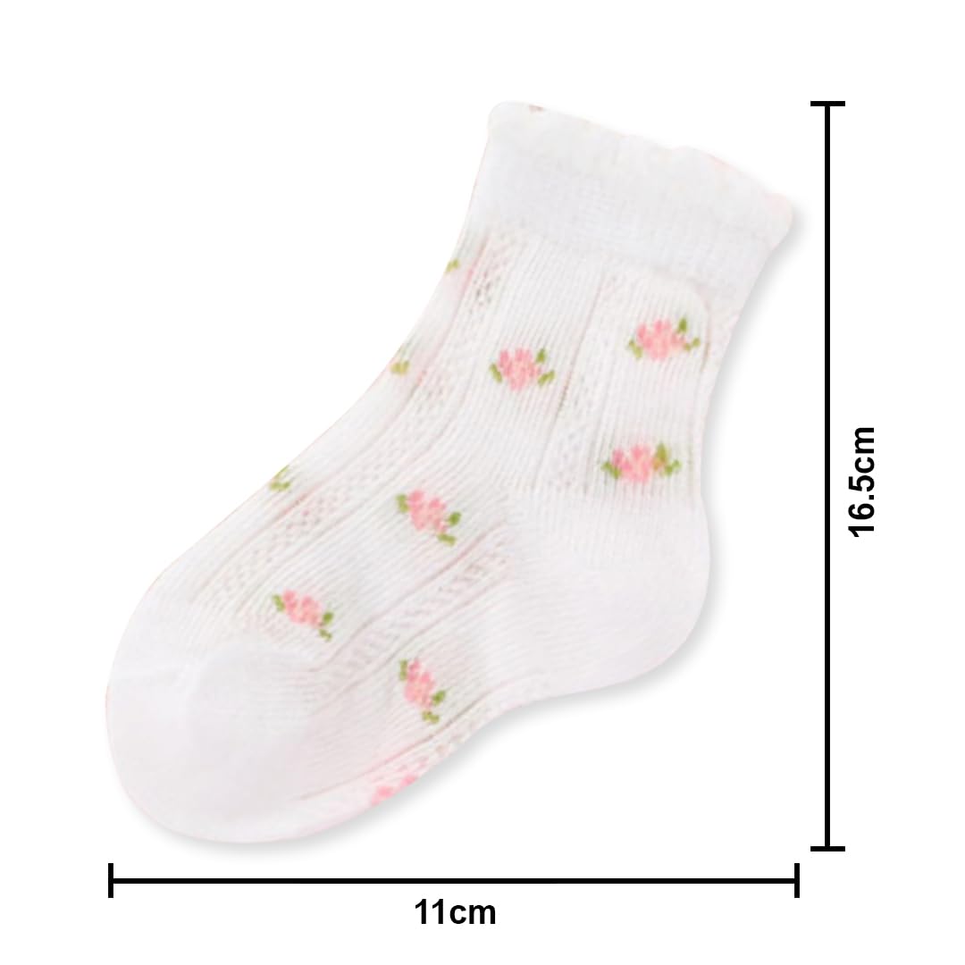 SYGA 5 Pairs Baby Girl & Baby Boy Socks, Toddlers Infant Cotton Warm Stretch Crew Length Socks With Mesh Princess Design, Suitable For 9 Months To 2 Years Baby, Multicolor