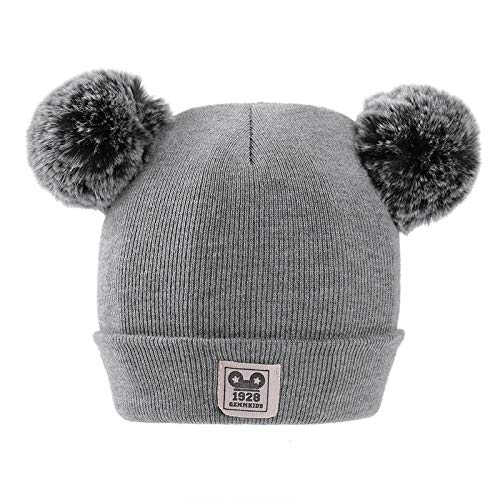 SYGA Baby Knit Hat Scarf Set Toddler Girls Boys Winter Pom Pom Beanie Cap Neck Warmer Beige