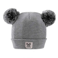 SYGA Baby Knit Hat Scarf Set Toddler Girls Boys Winter Pom Pom Beanie Cap Neck Warmer Beige