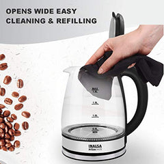INALSA Electric Kettle for Hot Water |1.8 L Capacity| LED Illumination & Borosilicate Glass Body| 2 Year Warranty|Multipurpose Electric Kettle| Water Boiler (Prism Inox),1350 Watts