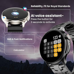 GOBOULT Crown R Pro 2 Smartwatch 1.43''HD AMOLED Display,BT Calling 5.2,600Nits Brightness,IP67,150+Watchfaces, 120+Sports Modes, AI Voice Assistant, SpO2 Monitoring(Charcoal Black)