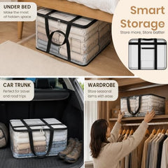 Storite 2 Pack Moisture Proof Nylon Underbed Storage Bag For Clothes Large | (54 x 46 x 28 cm) - BlackRed, Rectangular