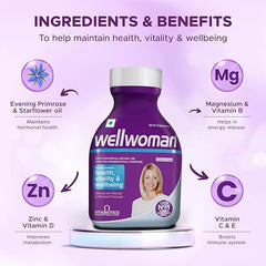 Wellwoman Multivitamin Capsules for Women (2 Months Pack) | Advanced Vitamin & Mineral Formula with Evening Primrose Oil, Starflower Oil & Micronutrients | Daily Multivitamin & Nutritional Supplement | Gluten Free | 60 Capsules | 950mg Per Capsule