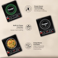 Prestige PIC 15.0 Plus 1900 Watts Induction Cooktop | 4KV Surge Protection | 7 Preset Indian Menu Options with Timer | Touch Button | Easy to Clean | Black | 1Y Warranty | BIS