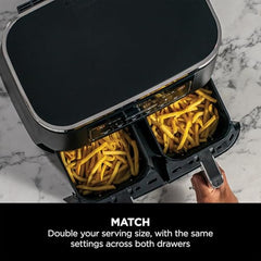 Ninja Foodi Dual Zone Air Fryer AF300IN| 7.6L Dual Drawer Air Fryer| Max Crisp 240°C| 6 Cooking Functions – Air Fry, Roast, Bake, Reheat & Dehydrate| Variable Airflow 1200–2600 RPM|PTFE/PFOA/PFASFree