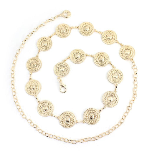 SYGA Adjustable Waist Chain For Women's Metal Chain With Dress Sweater Decorative Waist Chain(Gold)