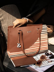 ZOUK Office Essential Bag | Jute | Vegan Leather Handcrafted Tote Bag With Double Handle Shoulder Strap | Bristel