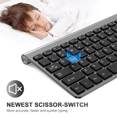cimetech Mini Wireless Keyboard and Mouse, 2.4G Portable Slim Keyboard and Mouse Set with 12 Multimedia Shortcuts for Computer, PC, Laptop, Tablet, Desktop, Android SmartTV (Grey)