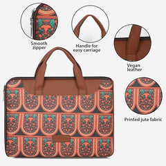 Tabelito Laptop Sleeve Bag 13" to 15.6 inch for Women Jute and Vegan Leather Office Everyday Handbags